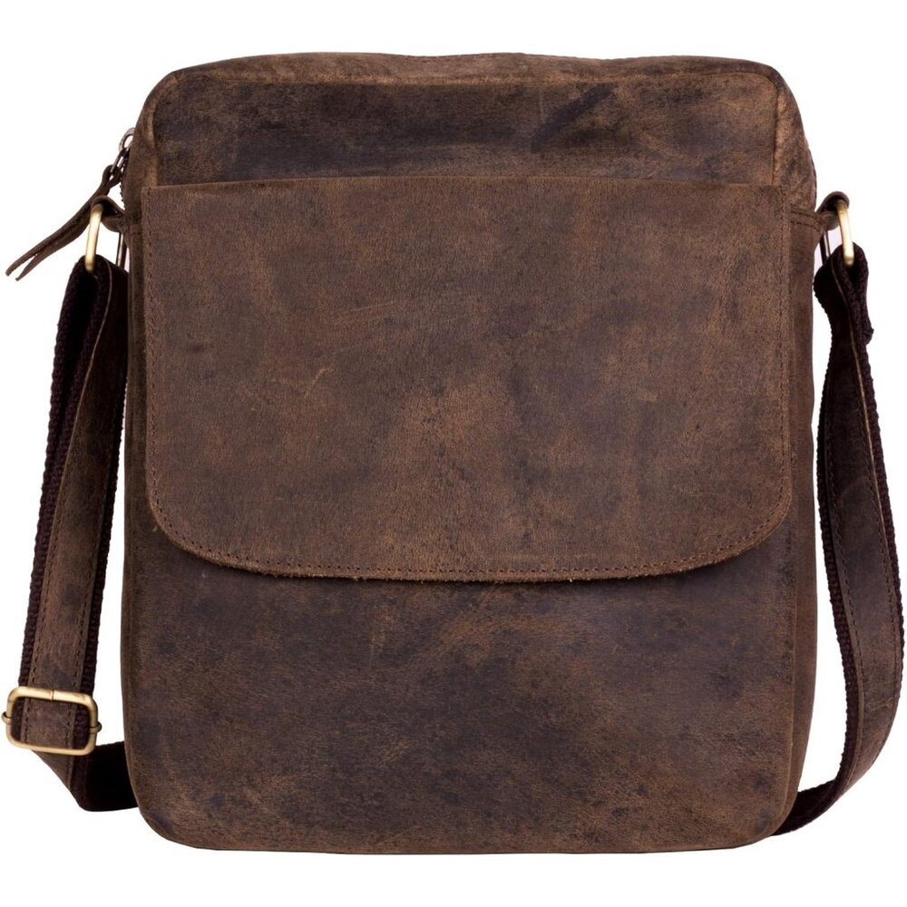 ✨Women Brown Leather Crossbody Bag Satchel Shoulder Strap Tablet Bag 11 inch Bag